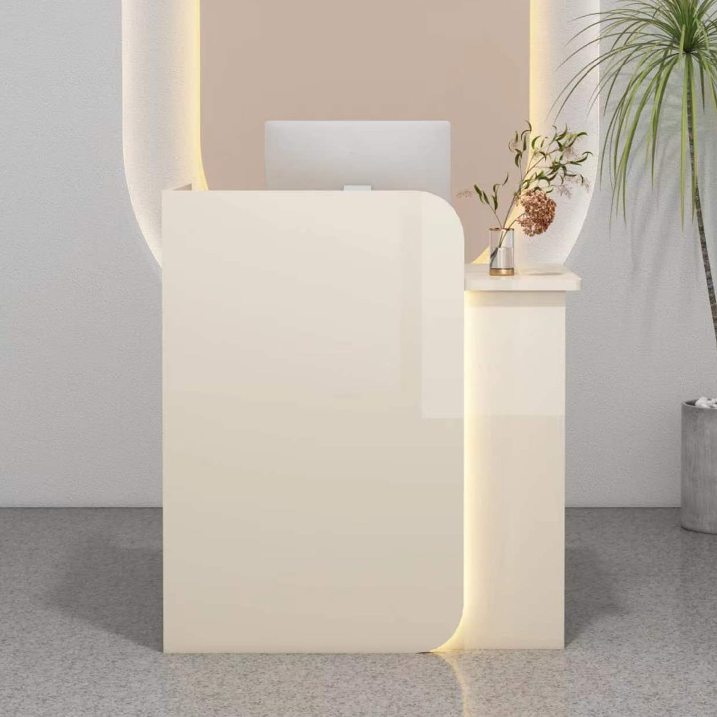 Modern Reception Desk with Lockable Drawers & Storage Cupboard, Reception Desk, Portable Checkout Stand with Drawer, Modern Cash Register Retail Counter, Front Office Table, Small Secretary