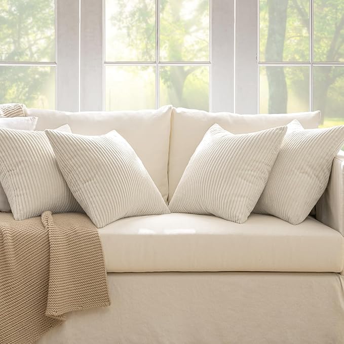 MIULEE Boho Farmhouse Throw Pillow Covers 18x18 Inch Set of 4 Mordern Nordic