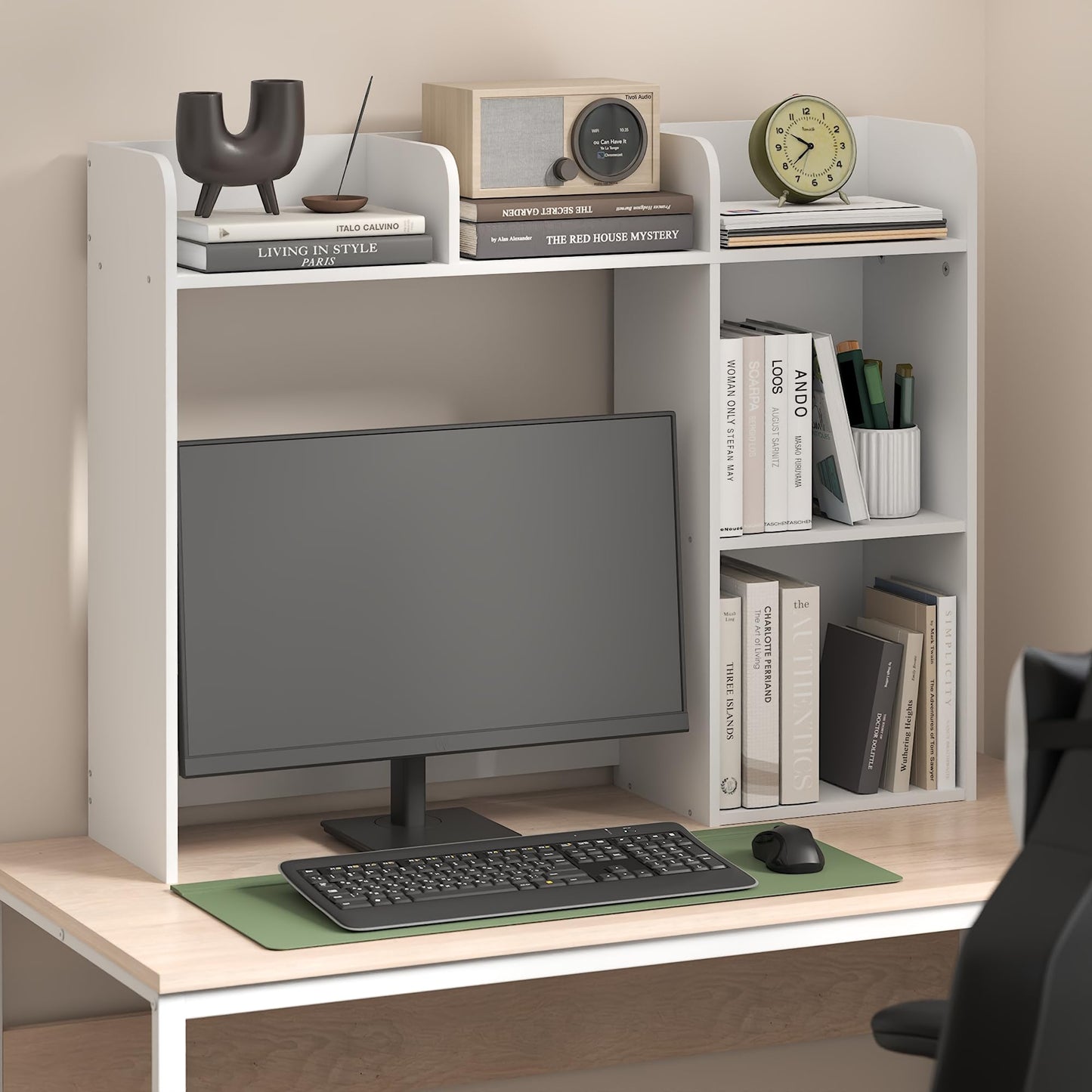 Furinno Classic Desk Shelf, 5-Shelf Desktop Hutch, Book Shelf, 3-Tier Desk Organzier, for Office Supplies, Office Desk Accessories, for Home Office, College, Dorm, Espresso