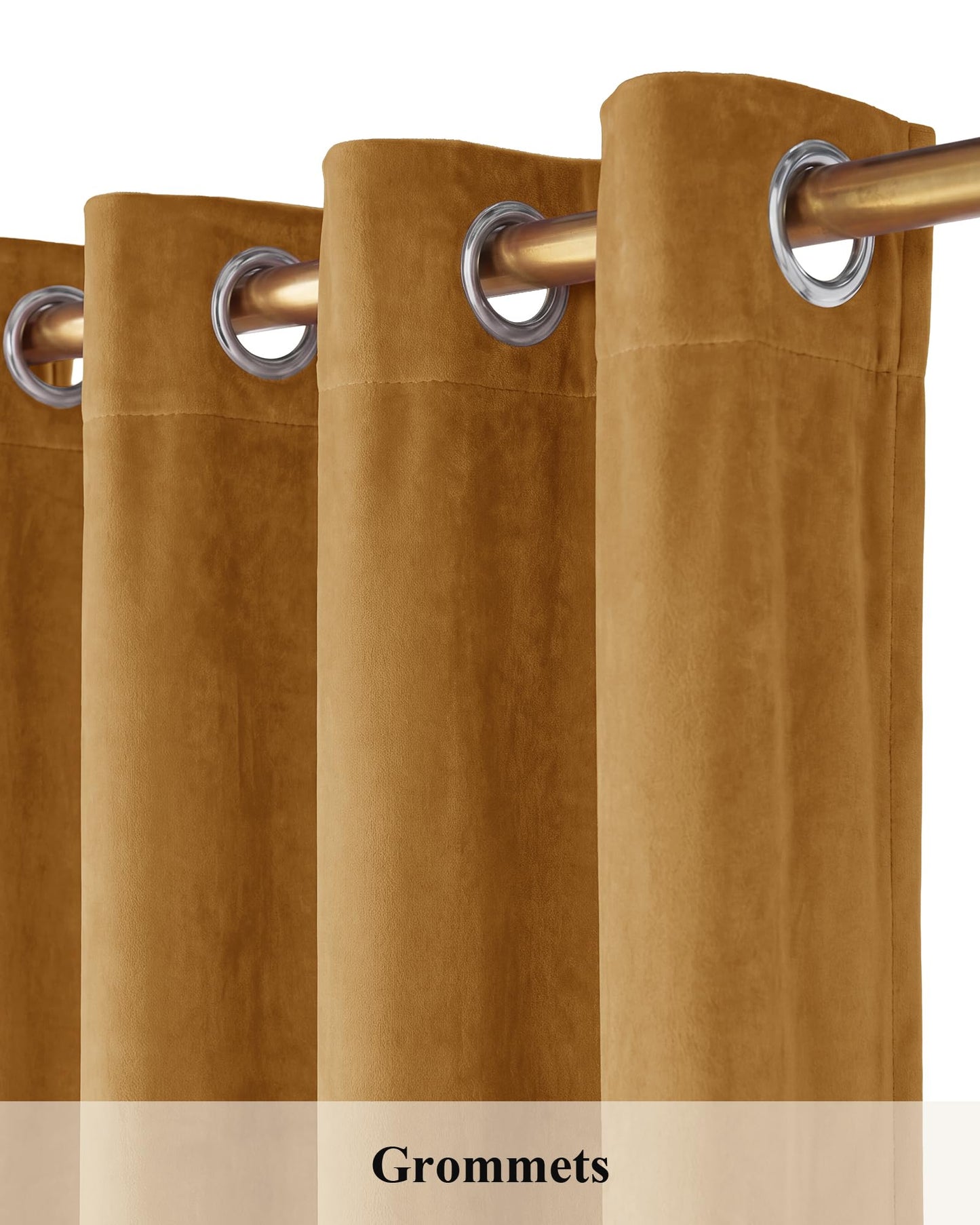 StangH Mustard Gold Velvet Curtains 108 inches Long, Luxury Room Darkening Home Decorative Curtain Drapes for Birthday Party/Holiday/Studio/Backdrop, Grommet Top, W52 x L108, 2 Panels