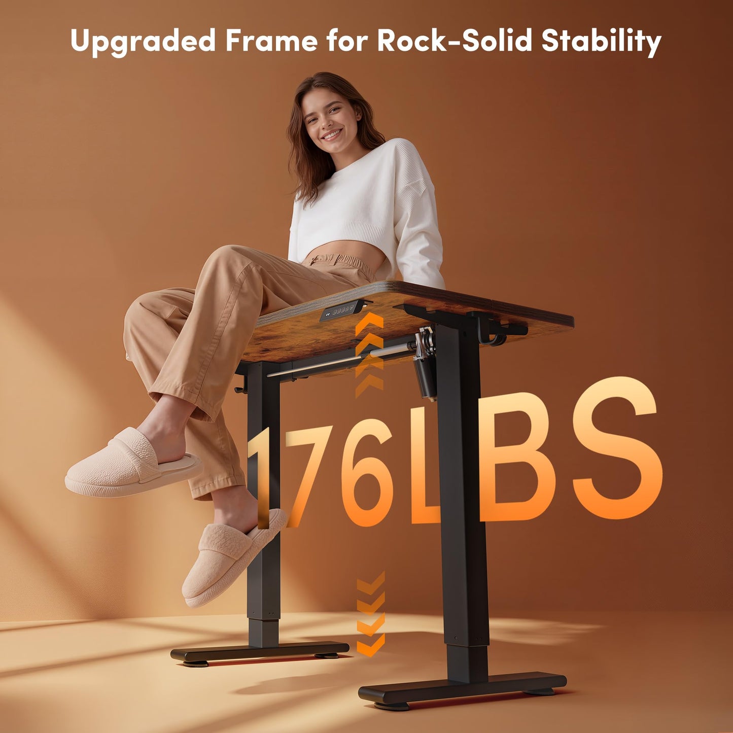 FEZIBO 40 x 24 Inches Electric Standing Desk Adjustable Height, 3 Memory Height Settings, Sit Stand Up Desk for Home Office & Computer Workstation, Rustic Brown