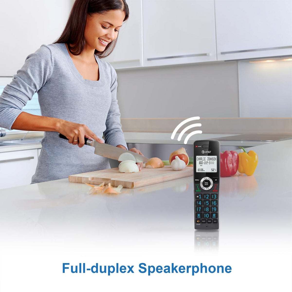 AT&T GL2101-2 DECT 6.0 2-Handset Cordless Phone with Call Block & Caller ID - Full-Duplex Speakerphone, 2" White Backlit Display, Lighted Keypad, Graphite & Black