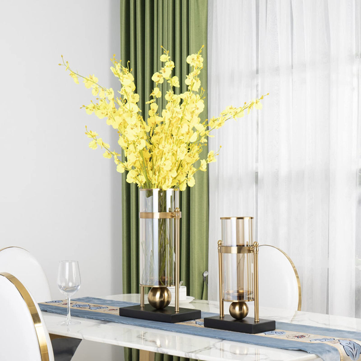 Crystal Centerpiece Classic Candlesticks Candle Holder Luxurious Candlestick Holder Exquisite Candlelight Dinner Ornaments for Indoor House Decor Coffee Table Centerpeices Wedding-A H44xl26cm