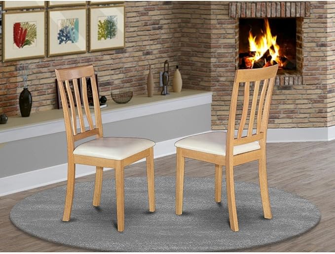 East West Furniture ANC-OAK-LC Antique Kitchen Dining Chairs