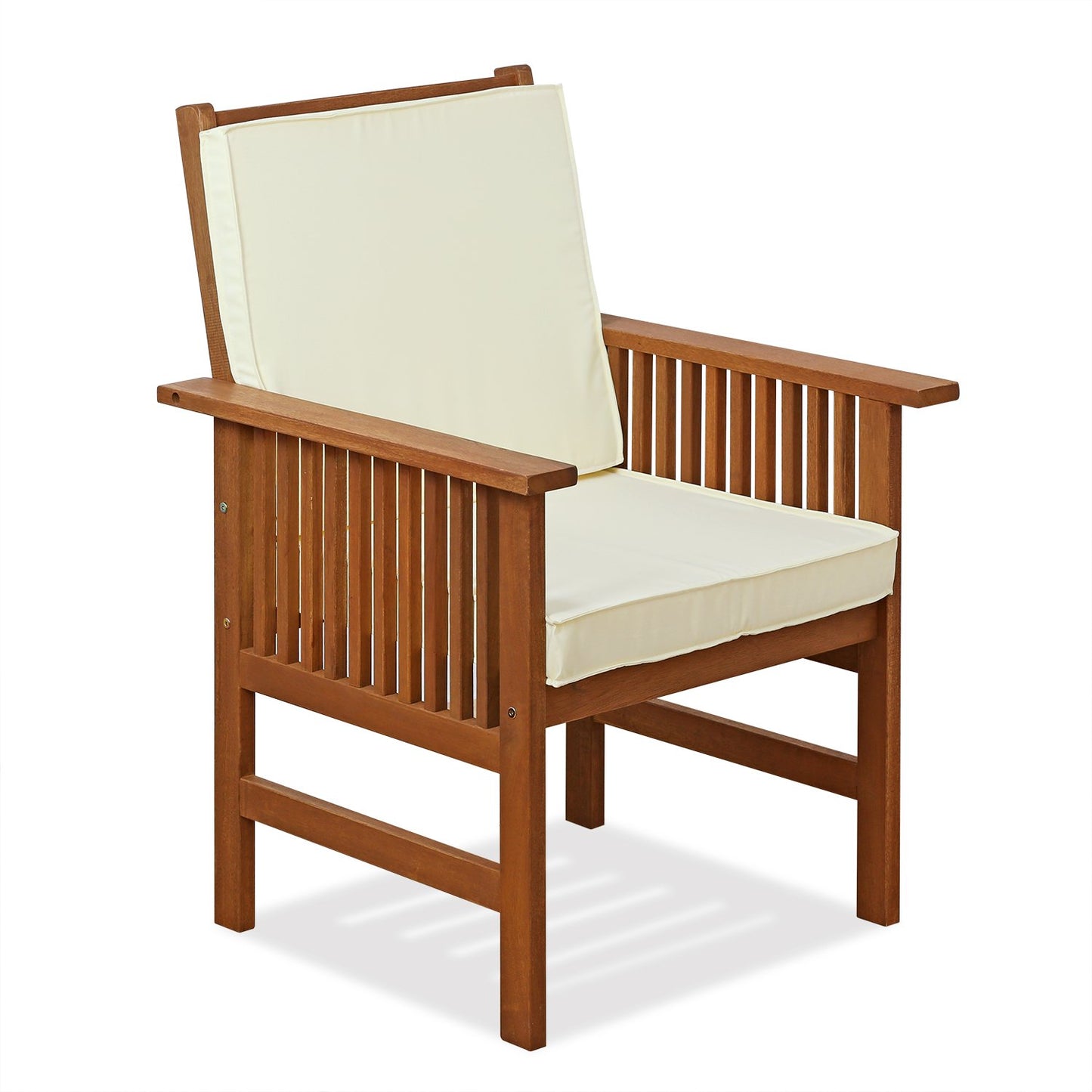 Furinno FG17318 Tioman Outdoor Hardwood Patio Furniture Armchair with Cushion Armchair with Cushion, 1 Arm Chair, Natural