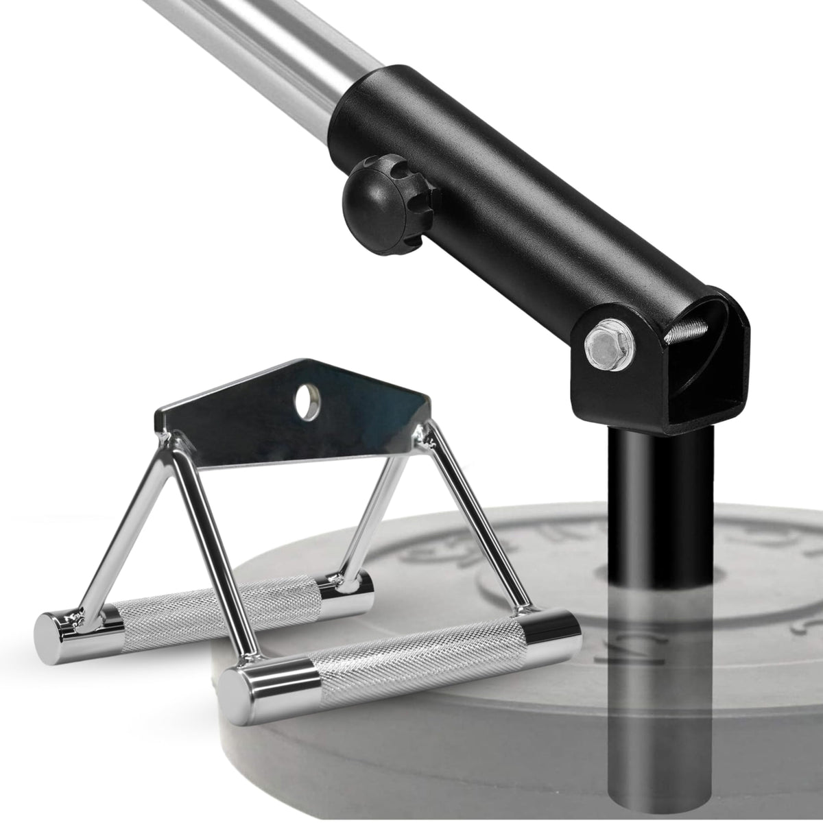 Yes4All Landmine Attachment for 1" & 2" Barbells with Weight Plate Holder, 360 Swivel & Heavy Duty Steel Construction for T-Bar Rows, Presses & Storage, 8"x4" Pivot Sleeve & Double D Handle Combo