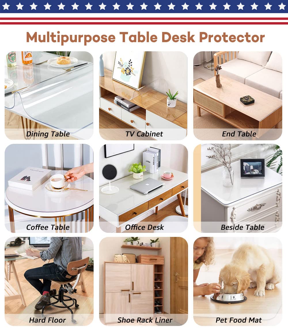 RostiKong 28 x 72 Inch Clear Plastic Dining Tablecloth Rectangle Elastic Table Protector Desk Pad Mat Wood Furniture Coffee Entryway Sofa TV Cabinet Accent Table Liner Runner Protection Carpet Cover