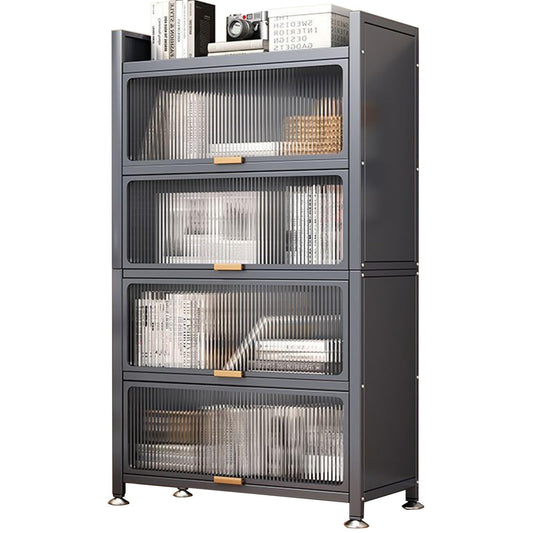 5-Tier Bread Rack & Coffee Station - Versatile Kitchen Storage Cabinet with Flip Doors for Home, Office, Pantry, Garage - Compact 70cm/28in (Color: Grey)