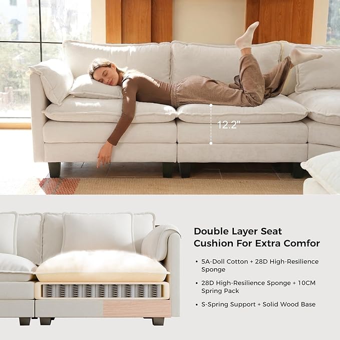 ELUCHANG 116'' Modular Sectional Cloud Couch