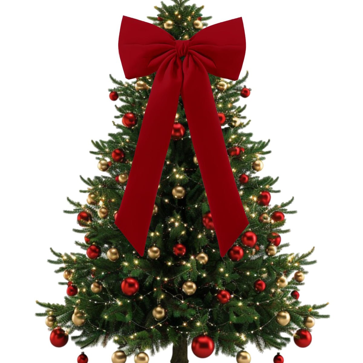 Celltestria Large Christmas Bow Ornament 15x30 Inch Velvet Giant Wreath Bows Xmas Tree Topper Ribbon Hanging Bows for Christmas Holiday Home Wall Outdoor Indoor Party Garland Crafts Decoration(Red)