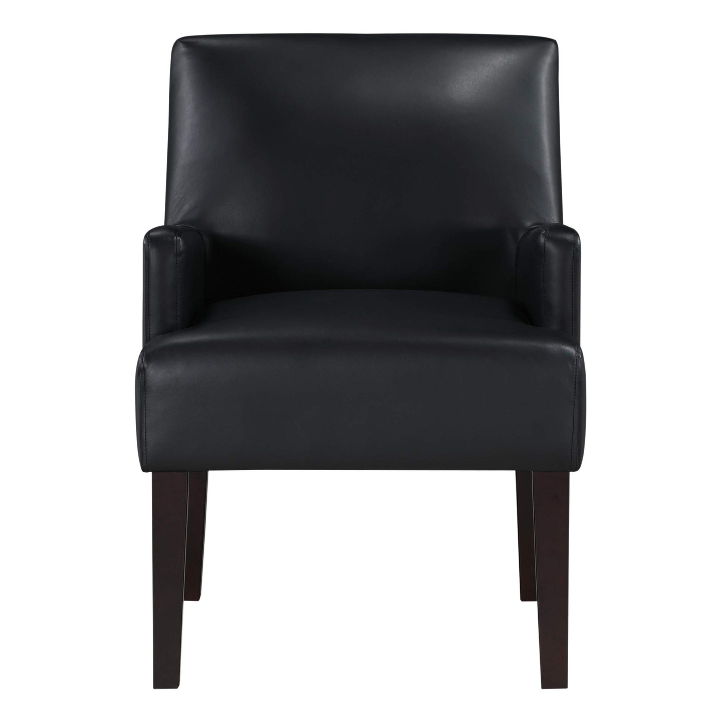 OSP Home Furnishings Main Street Upholstered Guest Chair with Espresso Finish Accents, Black Faux Leather
