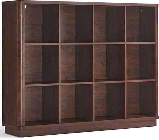 Joaxswe 12 Cube Storage Organizer, Wood Floor Standing 3-Tier Cubby Bookcase