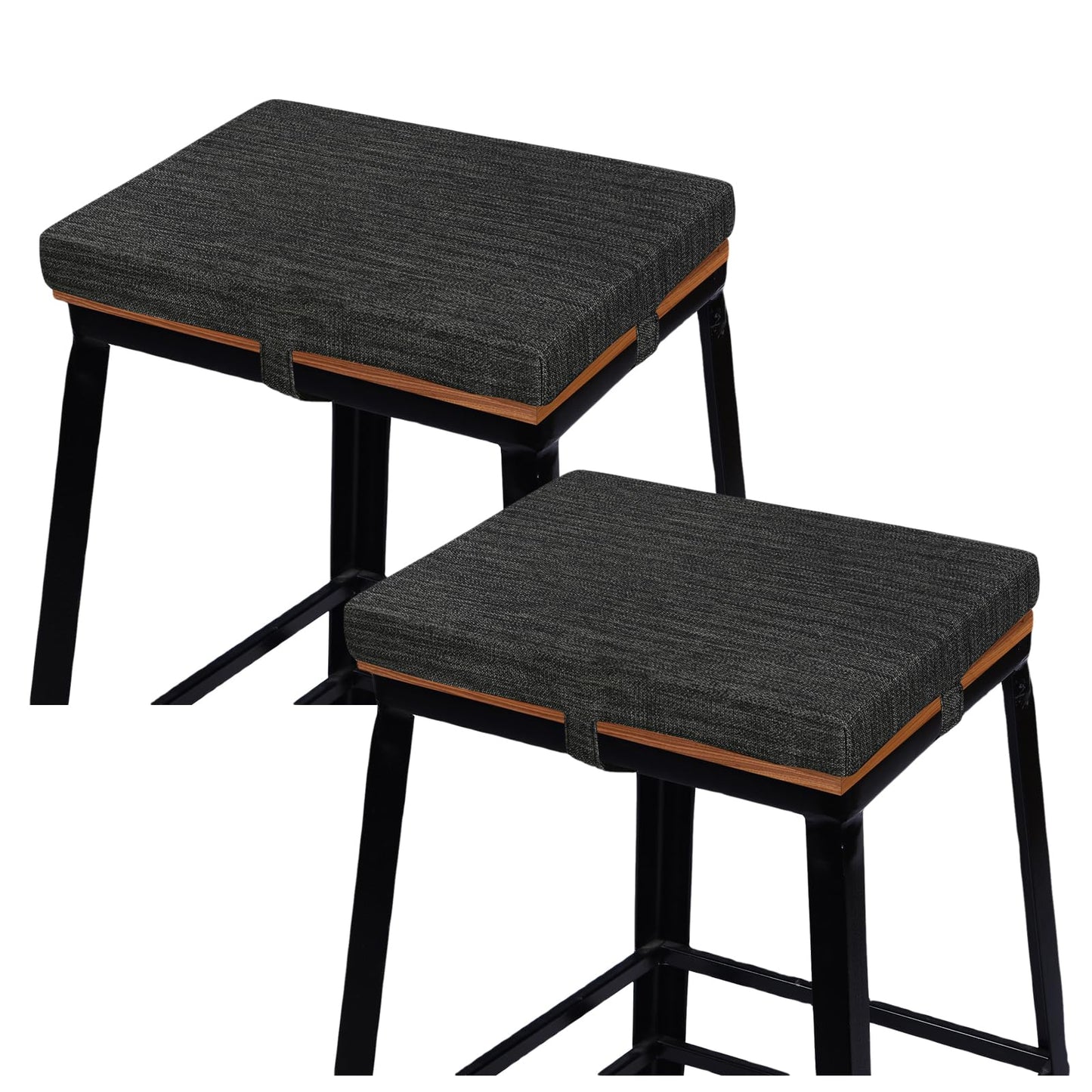 baibu Set of 2 Memory Foam Rectangle Bar Stool Cushions, Dual-Layer Non-Slip Dining Chair Pads Kitchen Bench Stool Cushions with Machine Washable Cover - Only 2 Pads (Black, 15.7×11.8×1.5in)