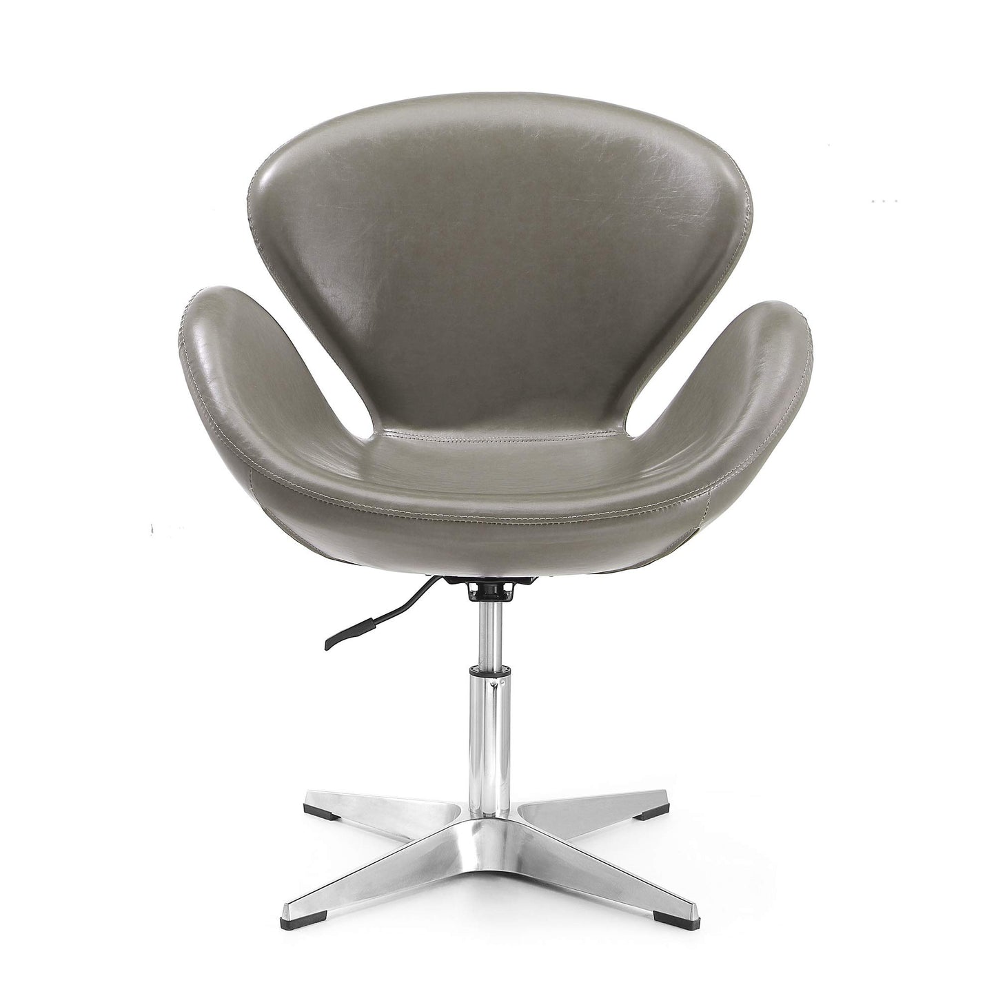 Manhattan Comfort Raspberry Adjustable Swivel Accent Chair Set of 2 with 360° Turn, Polished Chrome Base, Modern Retro Design, Ideal for Living Room and Home Office, Pebble Faux Leather