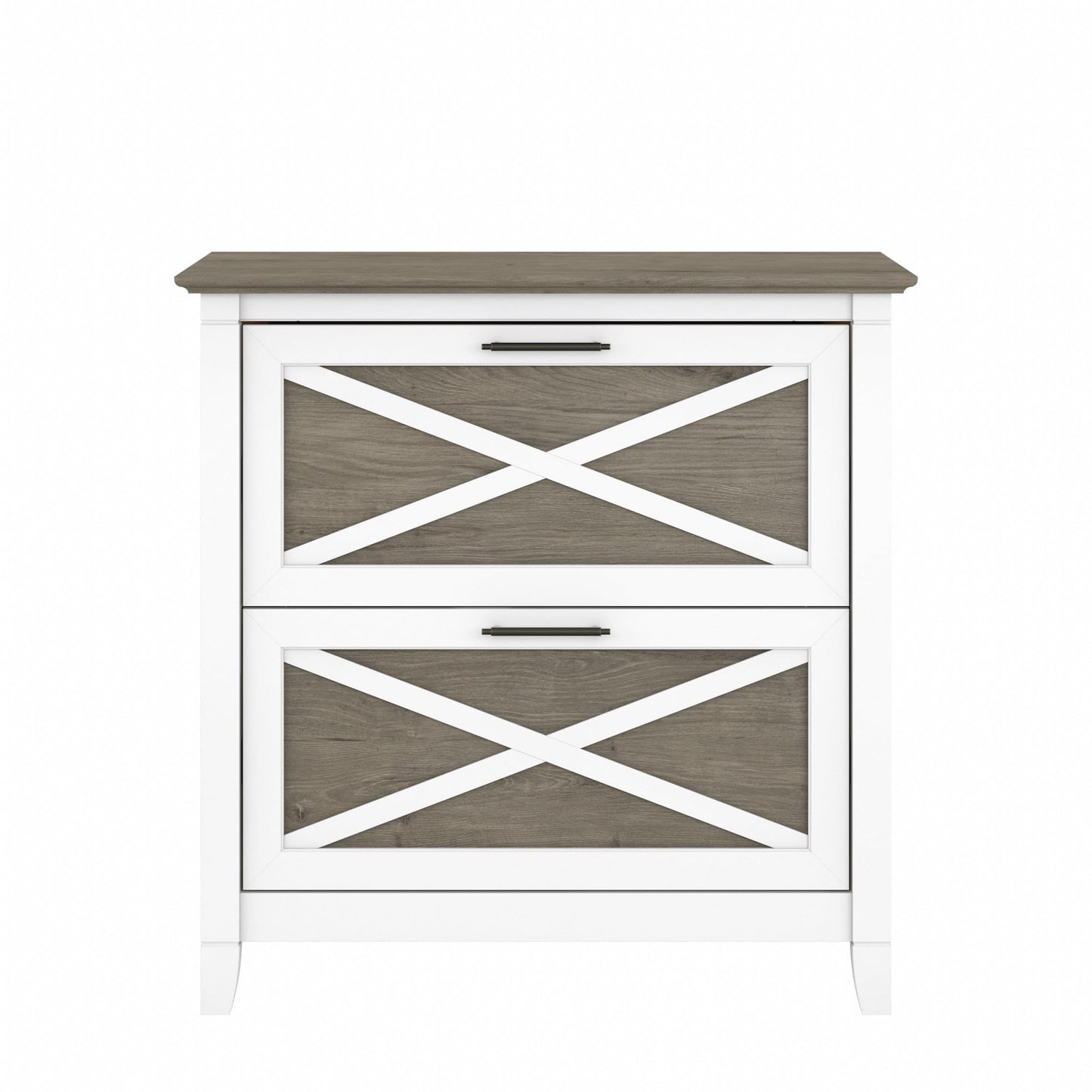 Bush Home Key West 2 Drawer Lateral File Cabinet in Pure White and Shiplap Gray, Document Storage for Home Office, Accent Chest with Drawers