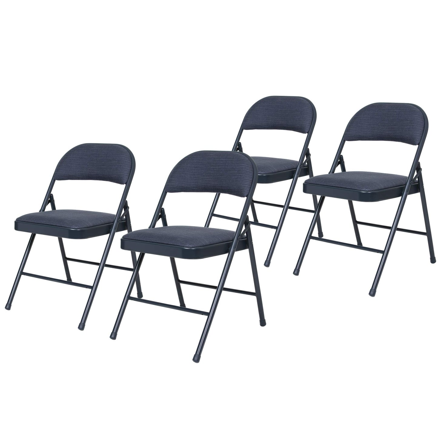 OEF Furnishings OEF970 Series Premium Fabric Padded All Steel Folding Chairs, Comfort Cushioned Seat & Back for Meeting Office Training Rooms (4-Pack, Cosmic Blue)