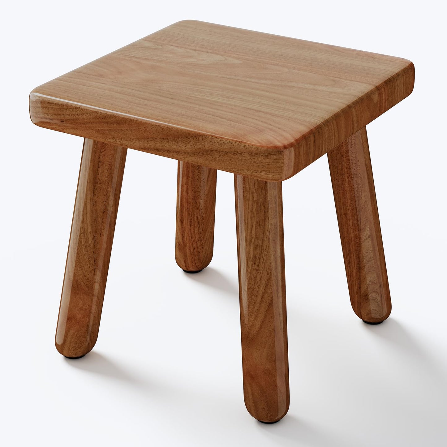 9 Inch Small Wooden Step Stool, multi-functional footstool, shoe changing stool, indoor plant stand, portable and sturdy, suitable for living room, kitchen, bedroom, bathroom (Walnut wood color)