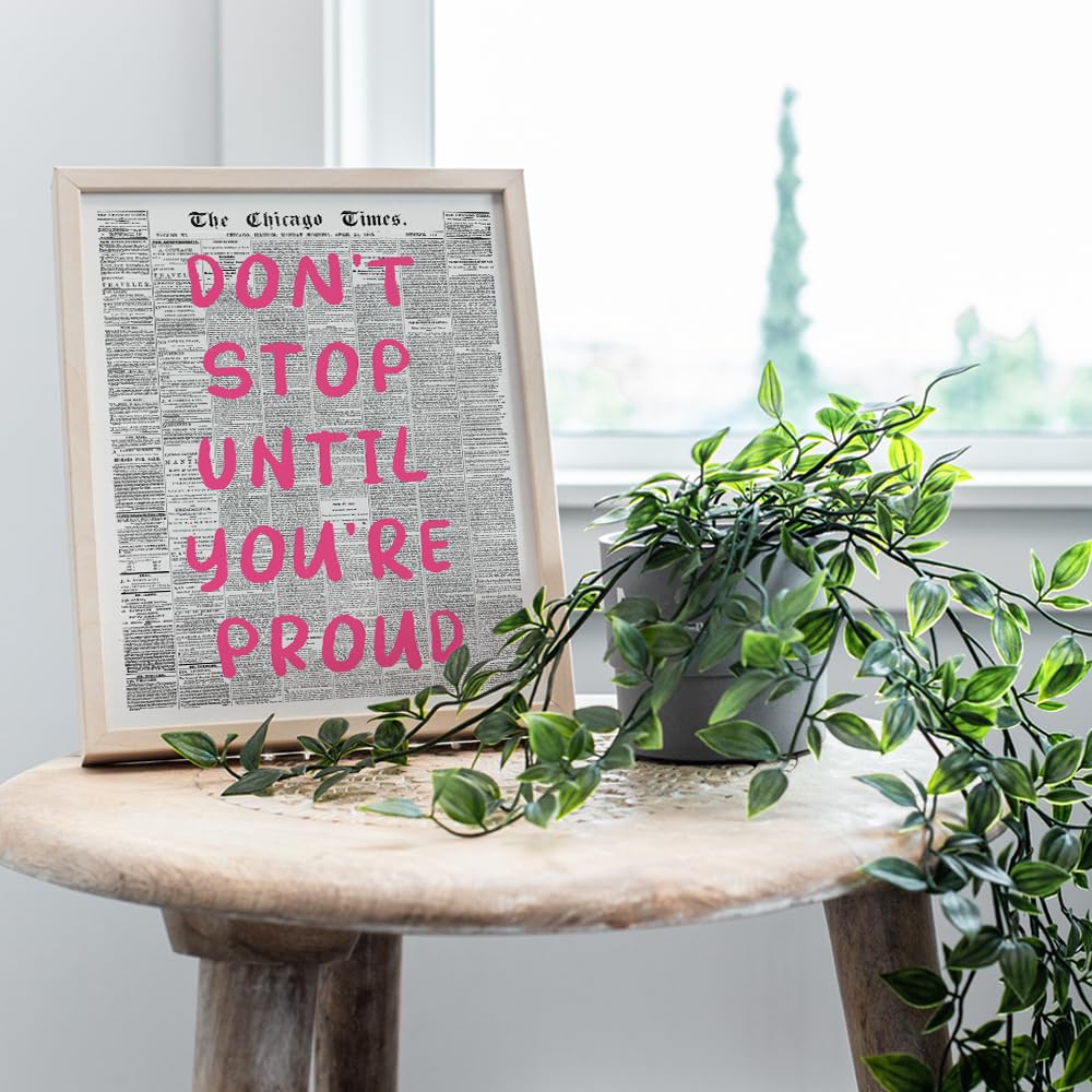Cute Office Decor - Motivational Poster for Women 8x10 - Inspiring Quotes for Women - Positive Inspiration Wall Decor for Woman - Bedroom Decoration - Encouraging Gifts - Boss lady Newspaper Wall Art