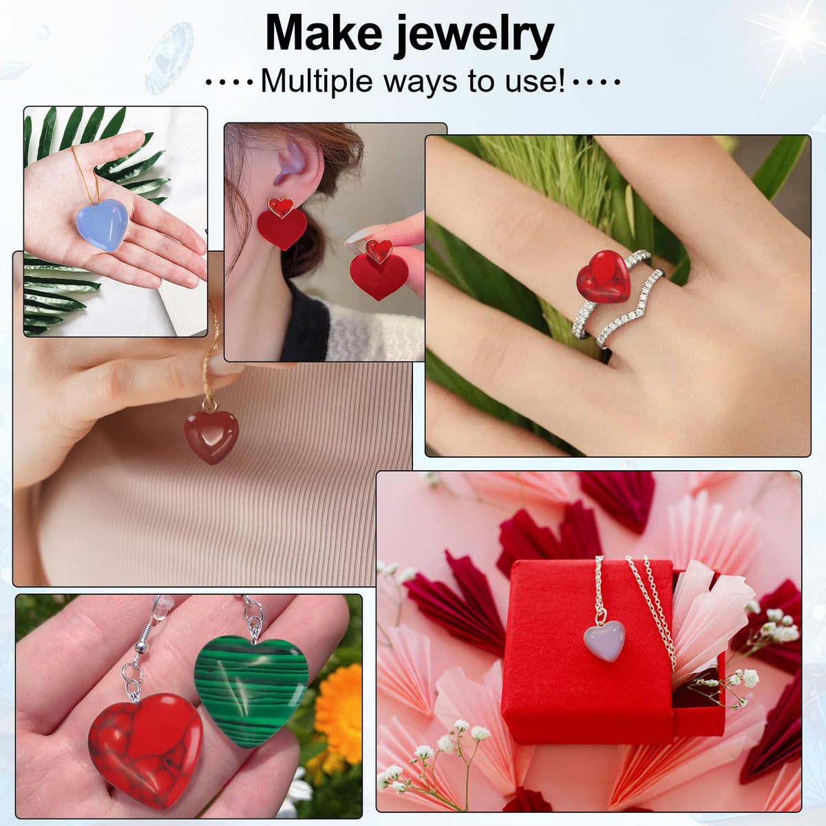 Rose Quartz Crystals,Virekm 20PCS Heart Healing Crystals Amethyst Heart Love Stones Set Palm Thumb Gemstones Chakra Reiki Balancing Gifts for Men Women (Colorful - 20 PCS)