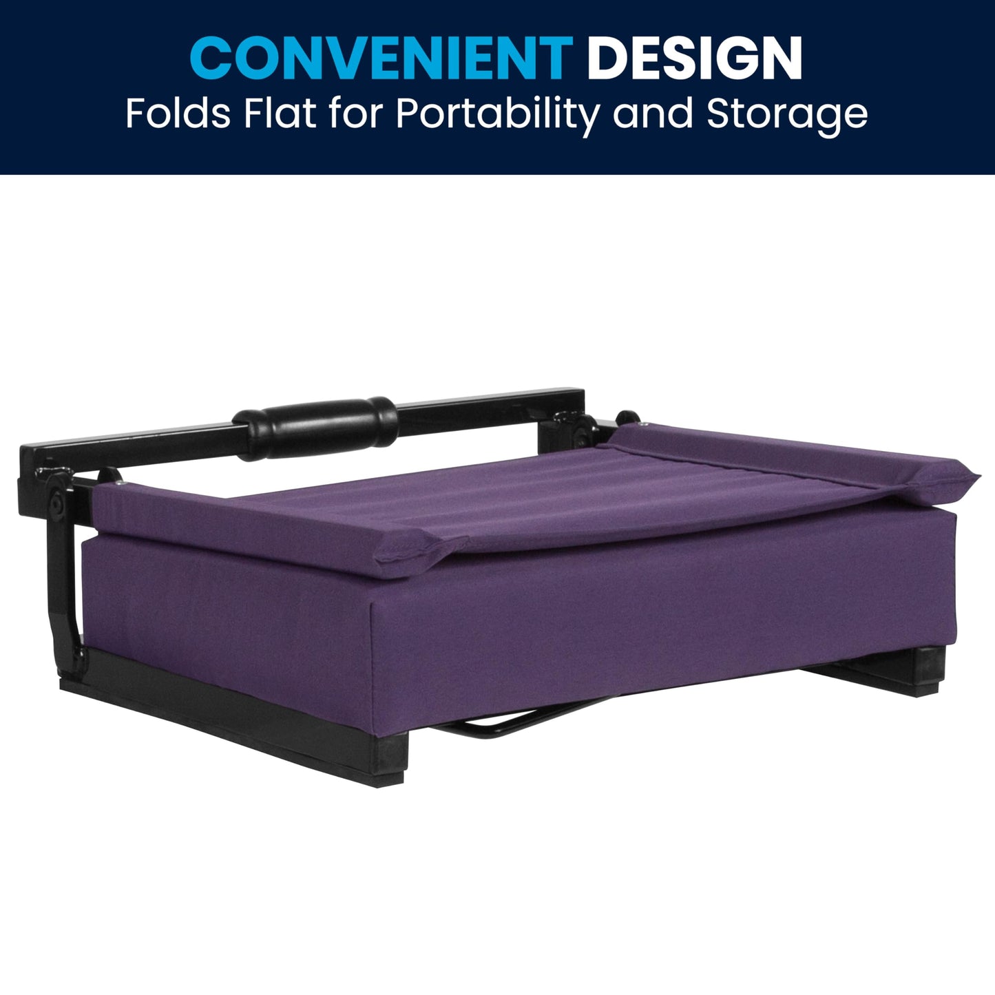Flash Furniture Grandstand Portable Stadium Seat for Bleachers or Benches, Folding Padded Stadium Chair with Carrying Handle, 500 lb. Weight Capacity, Dark Purple
