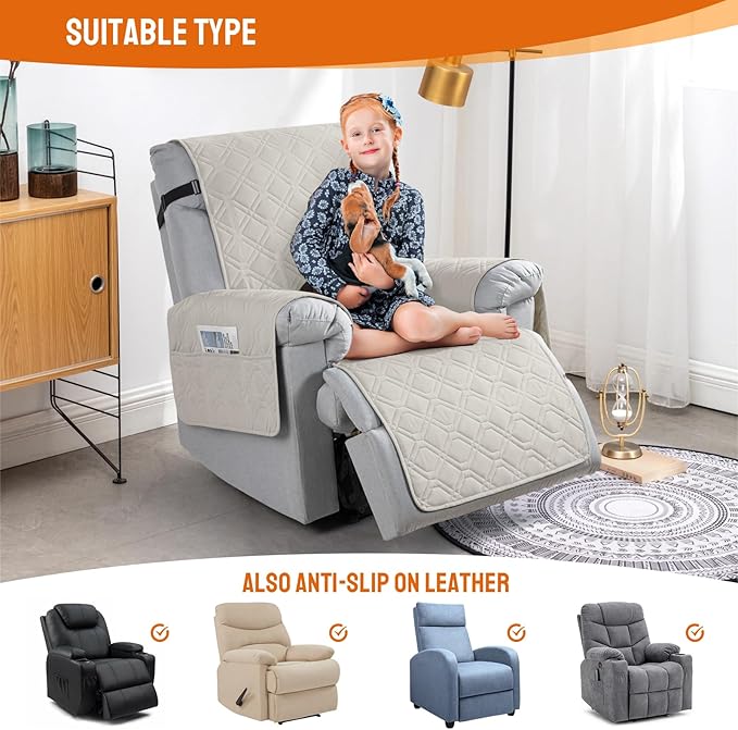 VANSOFY 100% Waterproof Recliner Chair Covers, Recliner Cover Non-Slip Dog