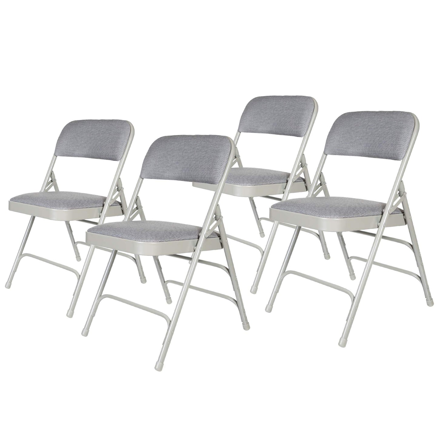 OEF Furnishings OEF2300 Series Heavy-Duty Premium Fabric Padded Upholstery Double-Hinged Triple-Braced Folding Chairs (4-Pack, Slate Gray)