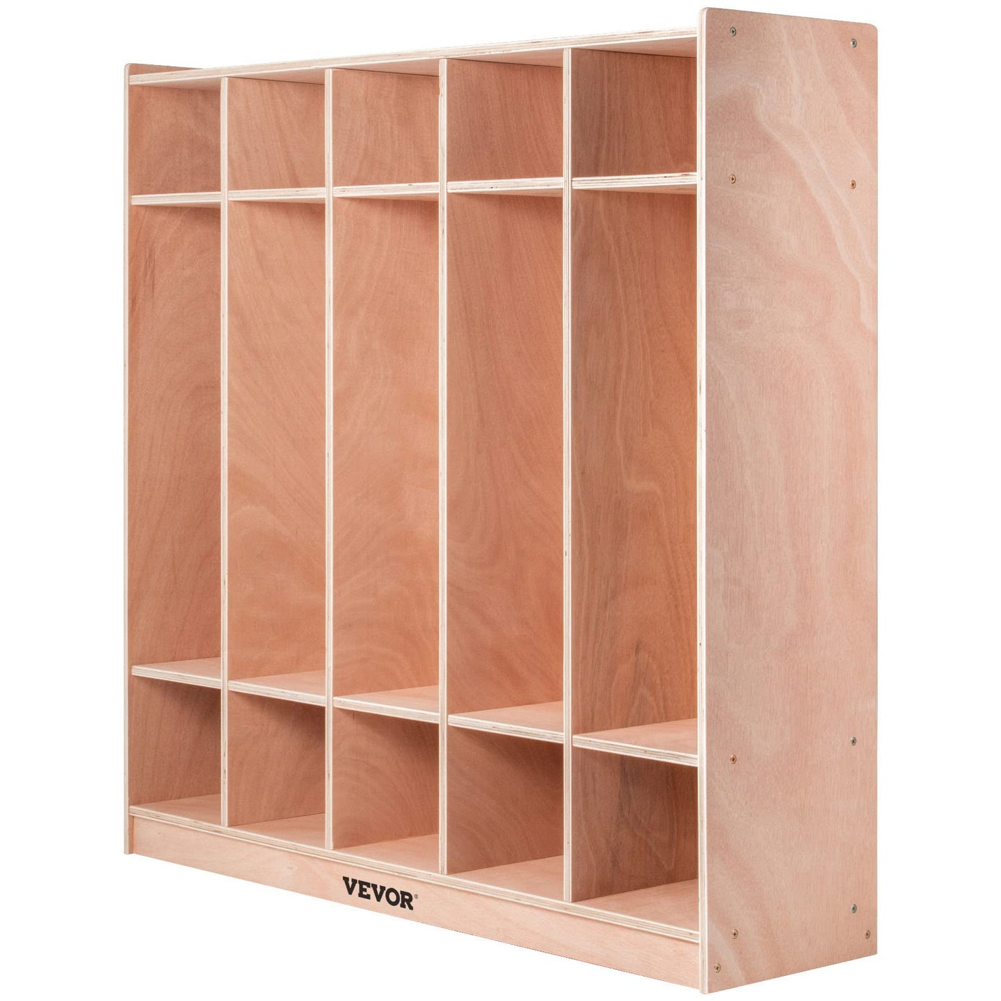 Happybuy 5-Section School Storage Locker, Wooden Storage Cabinet with 4 Casters, Classroom Cubbies for Storage, 15mm Thick Plywood Locker for Home, Office, School,Gym, Kindergarten