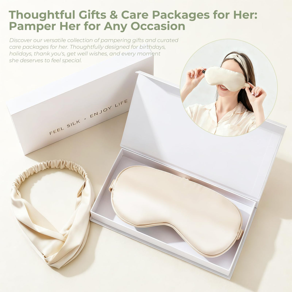 PaoShuTai Birthday Gifts for Women - 10pcs Self Care Spa Gift Basket with Moisturizing Gloves, Silk Eye Mask, Sympathy Get Well Retirement Gift Baskets for Mom, Friend, Sister, Girl, Teacher