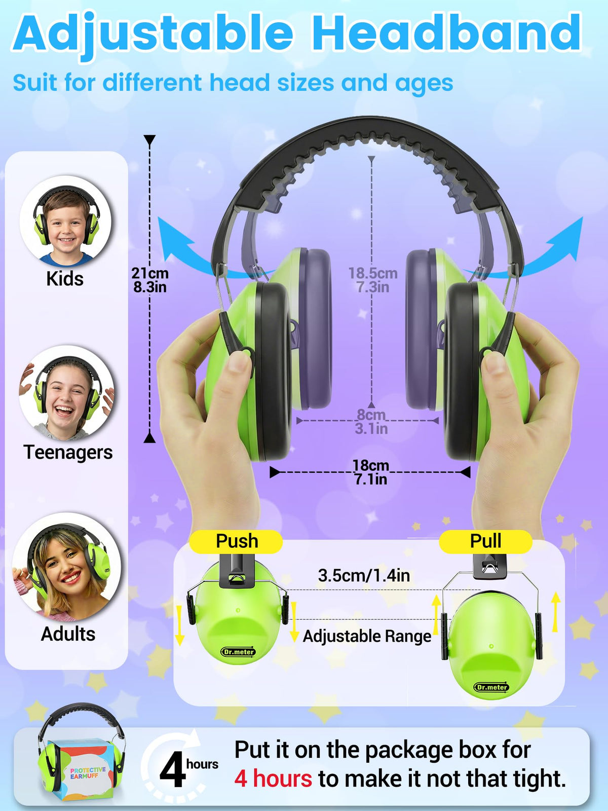 Dr.meter Ear Muffs for Noise Reduction: 27.4SNR Noise Cancelling Headphones for Kids Adults, EM100 Adjustable Hearing Protection Earmuffs for Monster Jam, Autism Sensory, Concerts, Fireworks