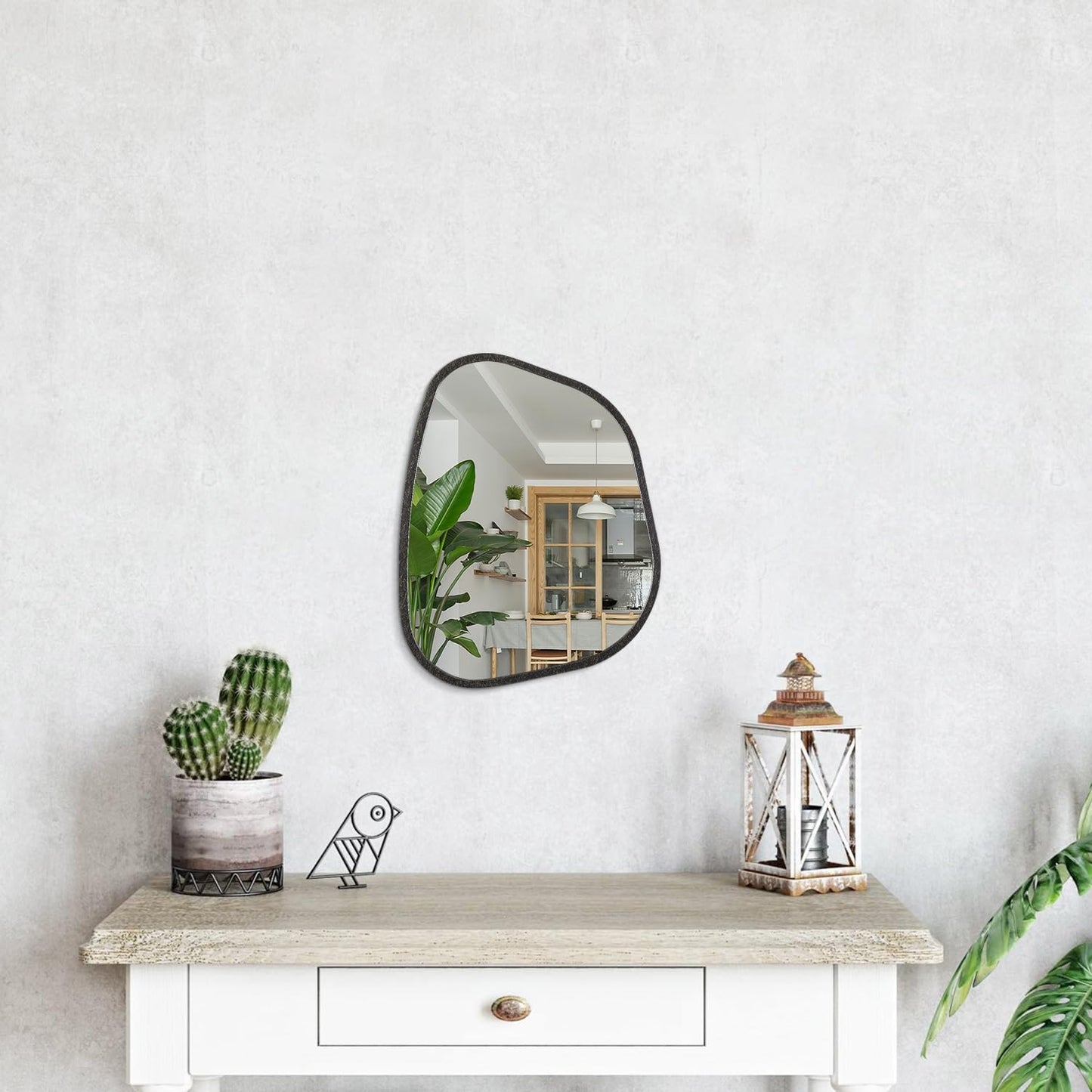 HLFMVWE Irregular Asymmetrical Mirror Wall Mounted, Unique Vanity Mirror, Shaped Dressing Mirror Decorative for Living Room, Bathroom, Bedroom, Entryway Wall Decor 14"x10"