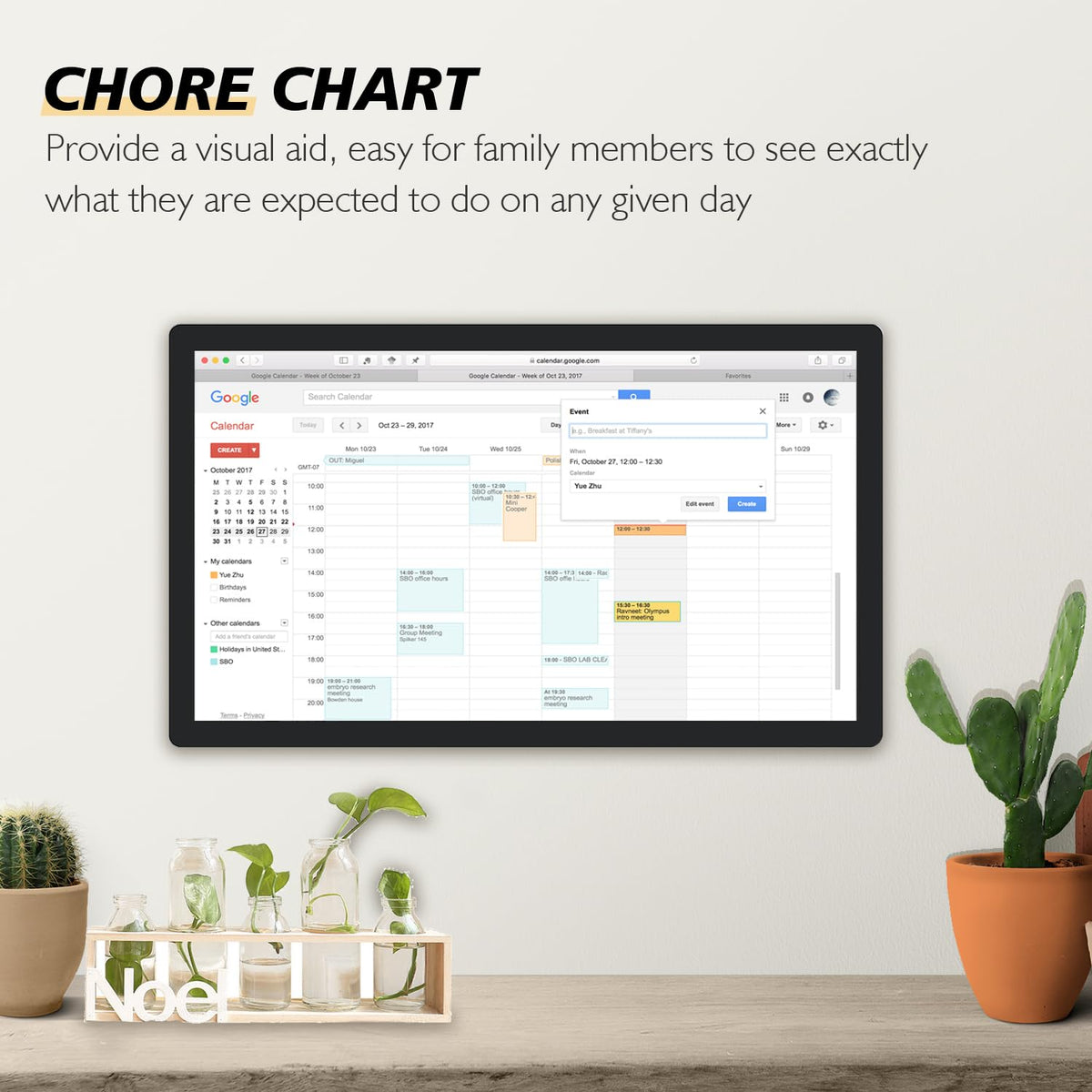 TouchWo 15.6 to 27 inch Touchscreen Digital Calendar & Wall Planners, Smart Whiteboard Calendar for Chore Chart & Work Schedule, Built in Speakers and Camera, Include Wall Mount & Desk Stand (18.5-inch)