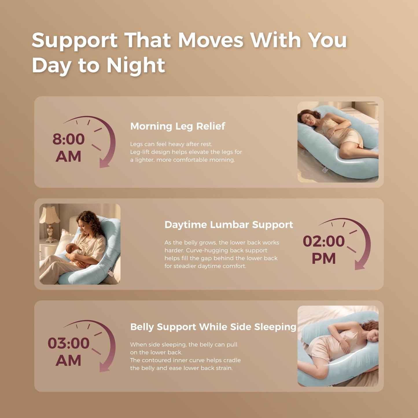 Momcozy Pregnancy Pillows for Sleeping, U Shaped Full Body Maternity Pillow with Removable Cover - Support for Back, Legs, Belly, HIPS for Pregnant Women, 57 Inch Pregnancy Pillow, Cotton Blue