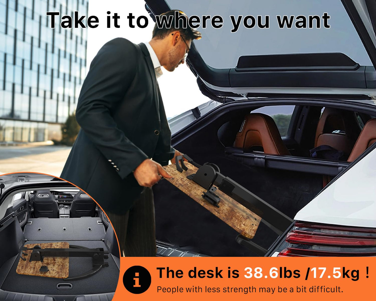 JOY worker Foldable Mobile Standing Desk, Pneumatic Height Adjustable Sit Stand Desk, 90° Tiltable Rolling Laptop Table, Portable Workstation with Non-Slip Mat for Home Office, Holds Up to 22lbs