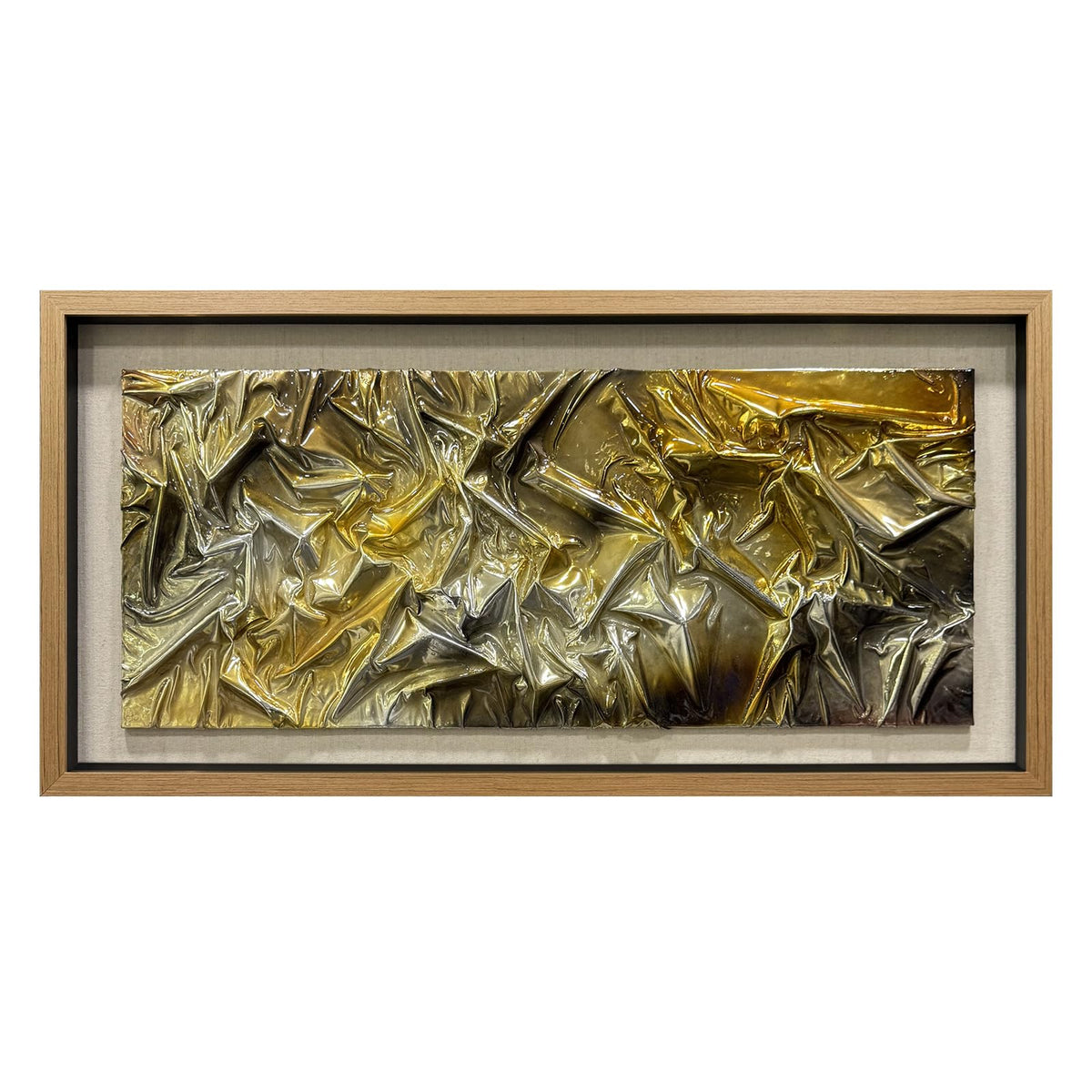 BrightA Liquid gold texture leather 3D wall art with double-sided hanging gold and silver texture reliefs, suitable for enterprise walls (horizontal/vertical) 47.2"x23.6"