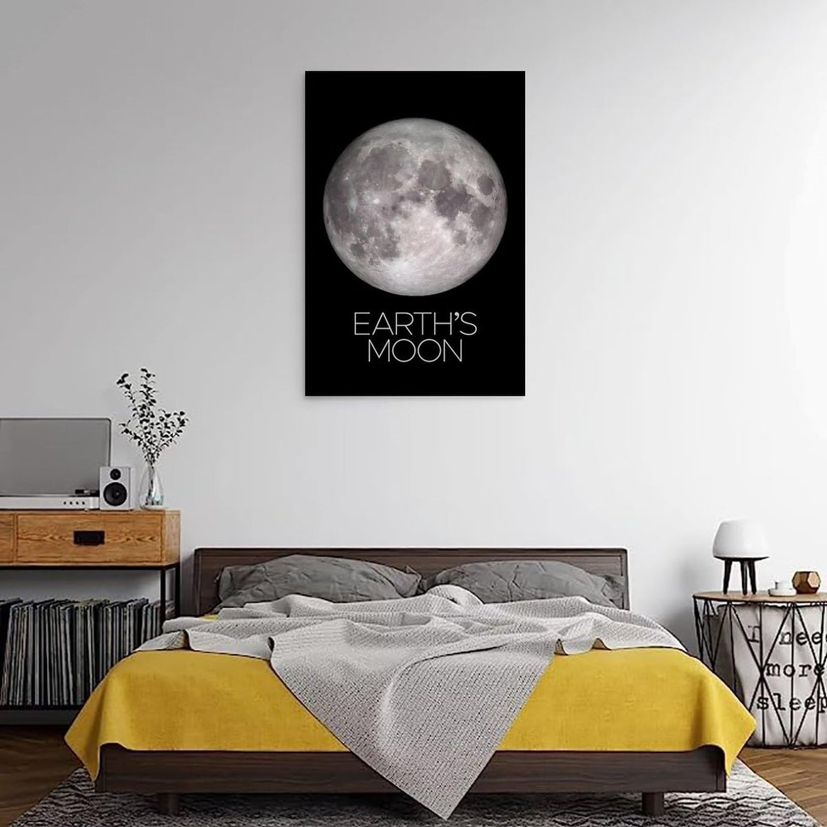Solar System Planets Canvas Wall Art - Moon Planet Space Poster for Kids Room Bedroom Classroom, STEM Educational Astronomy Decor, Science Gift for Boys Girls, 16x24 Inch Framed