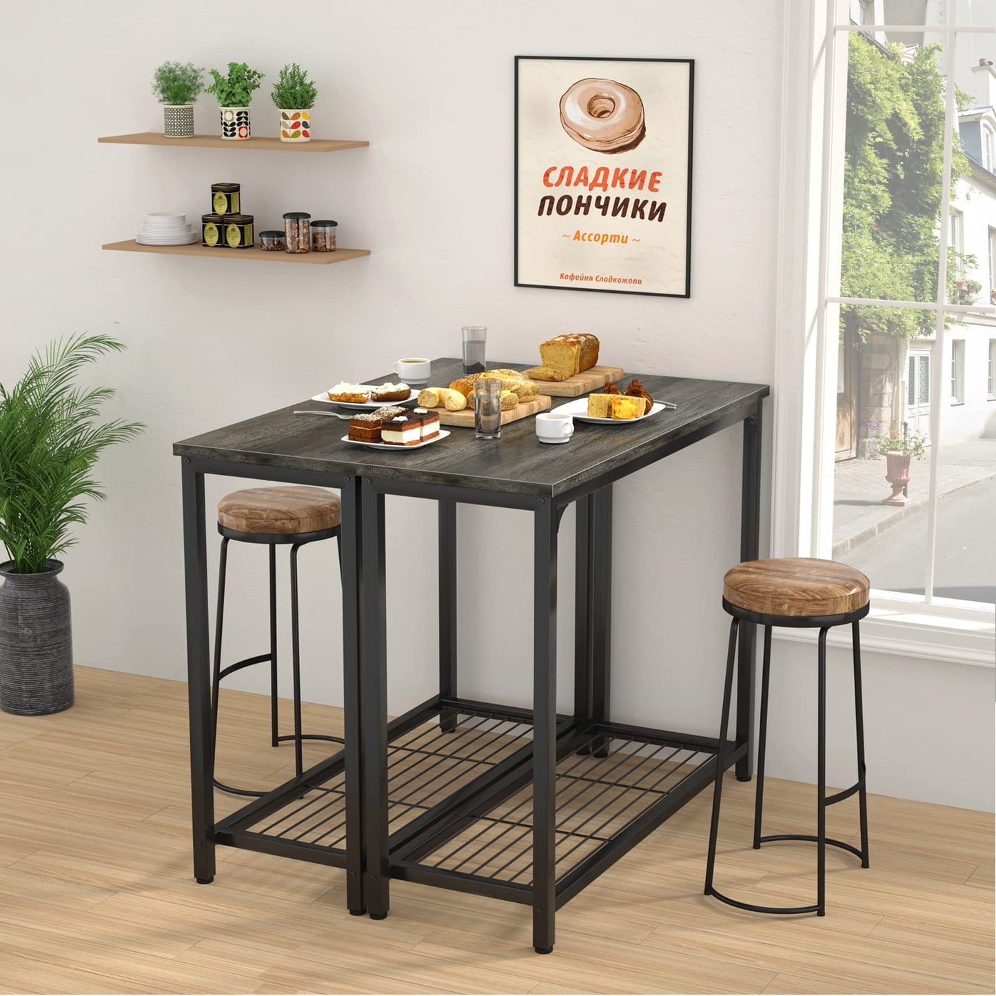 Ecoprsio Console Table Sofa Table with Mesh Shelves, 2 Tier Entryway Table Foyer Table for Entryway, Front Hall, Hallway, Sofa, Couch, Living Room, Coffee Bar, Kitchen, Grey, 32 Inch