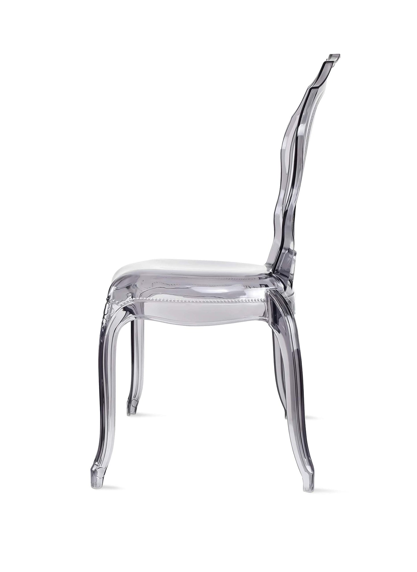 2xhome Stackable Ghost Dining Chair | Transparent Vanity Armchair | Louis Belle Style Kitchen Patio Chair Parent (1, Smoke, Armless)