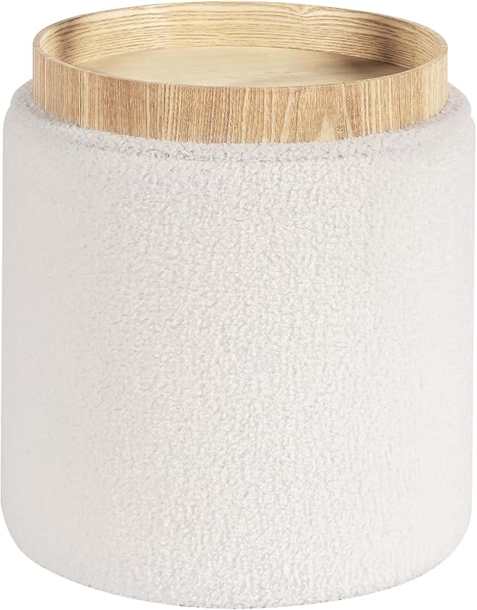 PINPLUS Round Storage Ottoman Boucle Ottoman