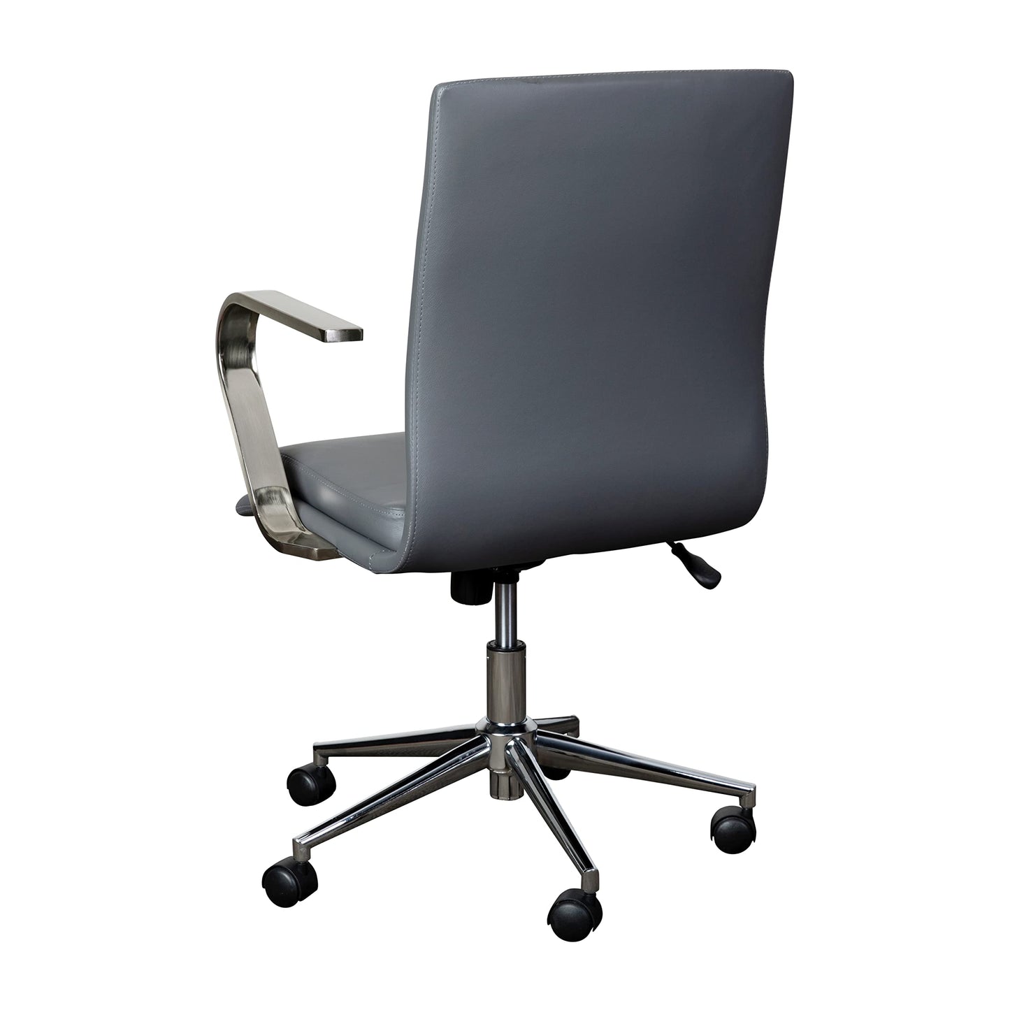 Flash Furniture James Mid-Back Designer Executive Office Chair - Gray LeatherSoft Upholstery - Brushed Chrome Base and Arms - Height Adjustable 360° Swivel Seat