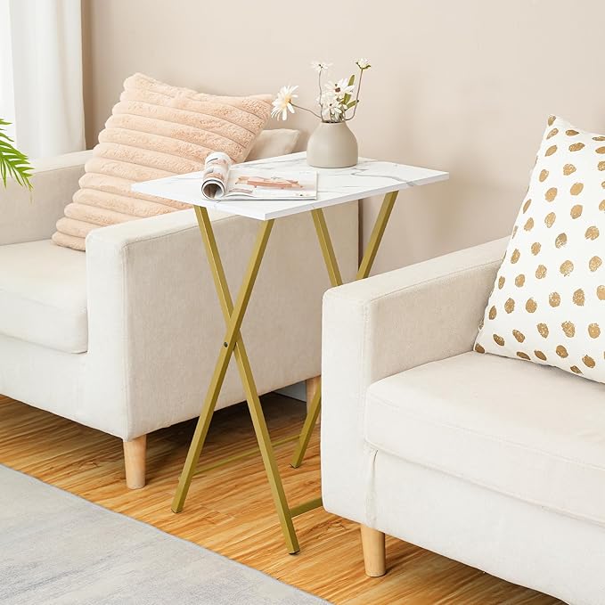 HOOBRO Folding TV Tray Tables, Industrial Snack Tables