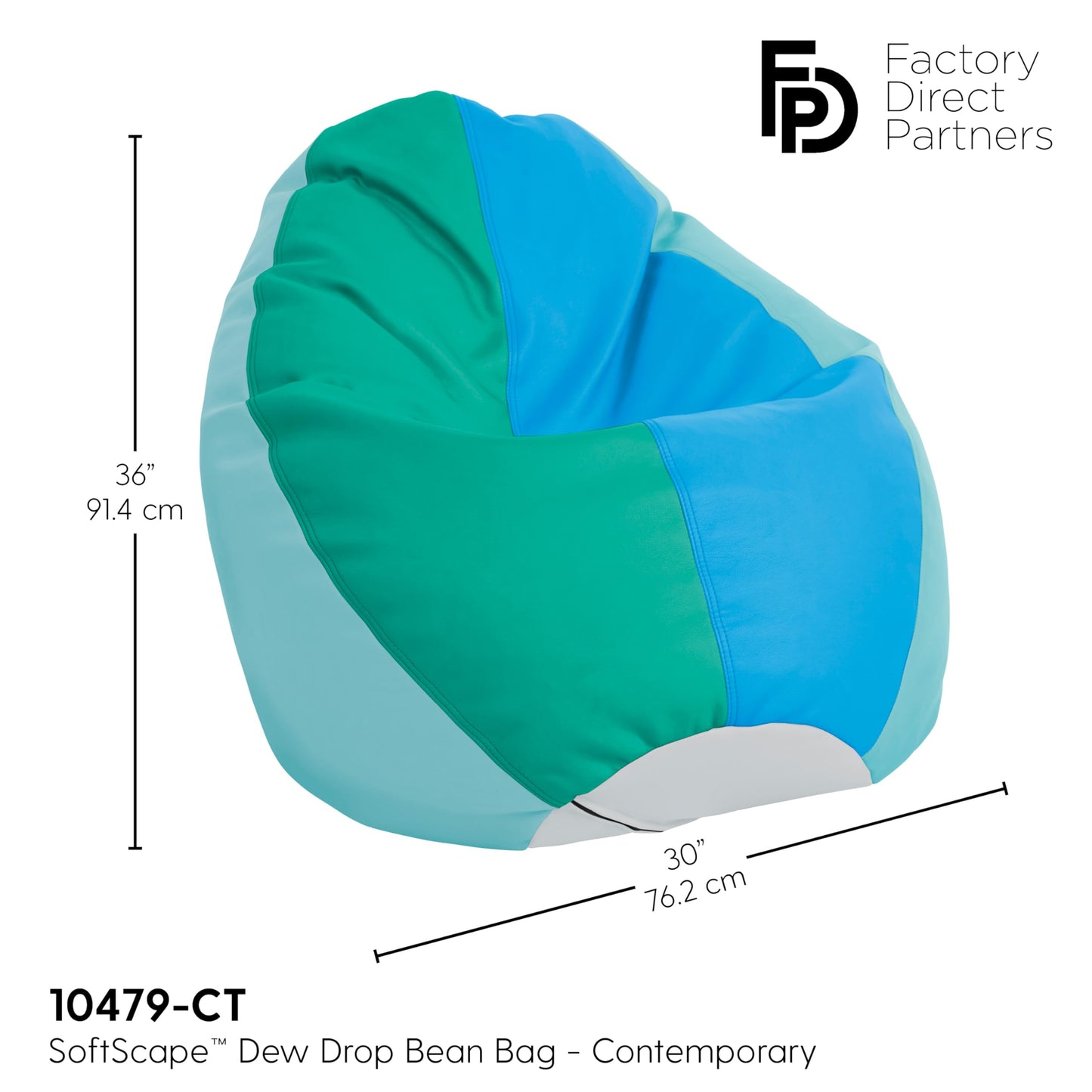 FDP SoftScape Dew Drop Bean Bag Chair with Supportive High-Back Design, For Kids, Teens and Adults, Alternative Seating for Dorms, Schools, Libraries, Daycares or Home - Contemporary