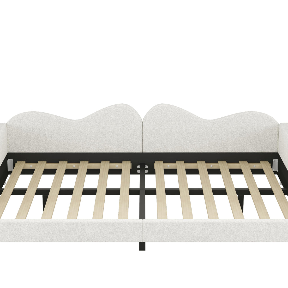 Merax Full Size Upholstered Daybed, Sherpa Fabric Sofabed with Cloud-Shaped Backrest, No Box-Spring Needed, White