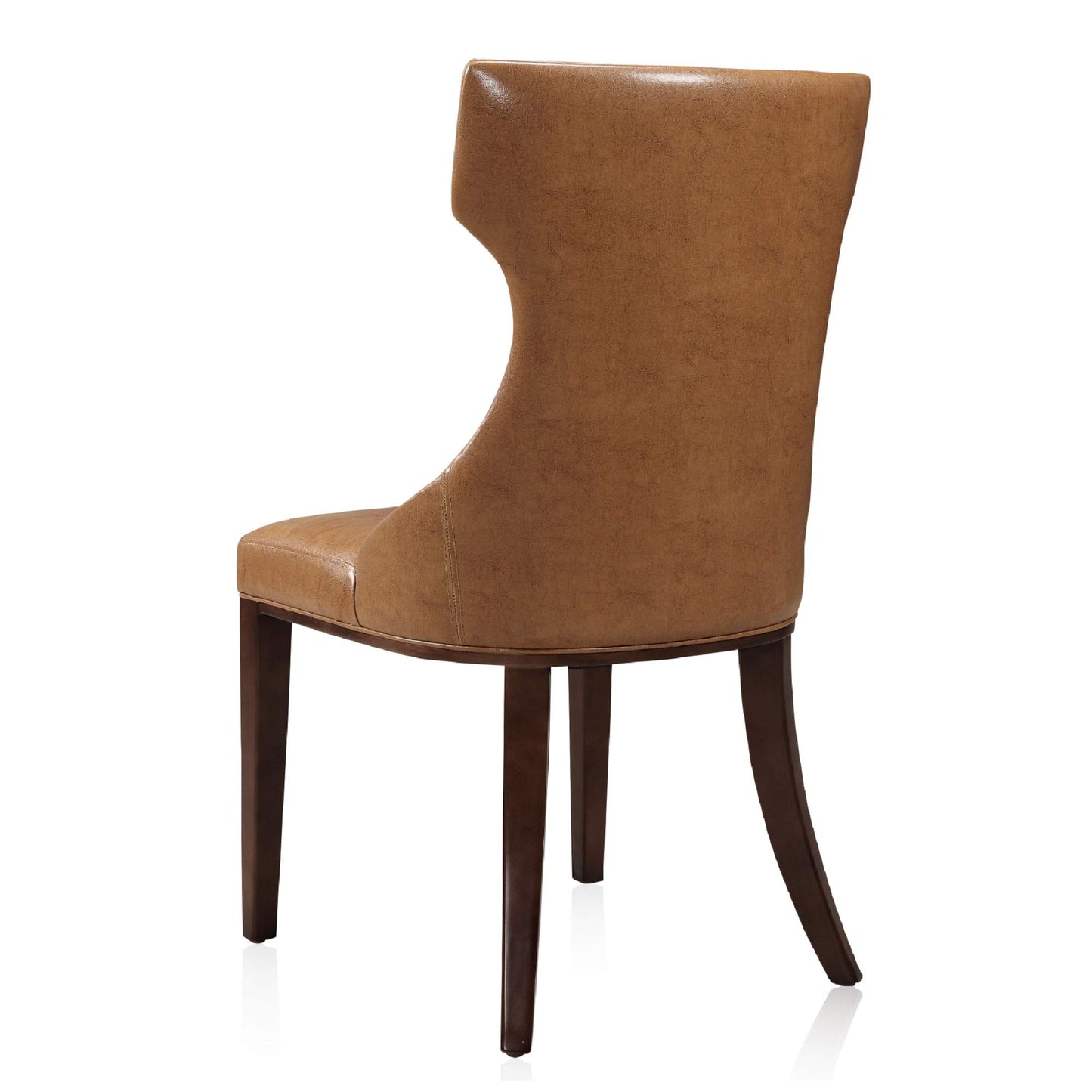 Manhattan Comfort Dining Chairs Set of 2, Upholstered Seats with Diamond Stitching, Solid Beech Wood Frame, 4-Leg Base, 18.5" Seat Height, Fully Assembled, Saddle