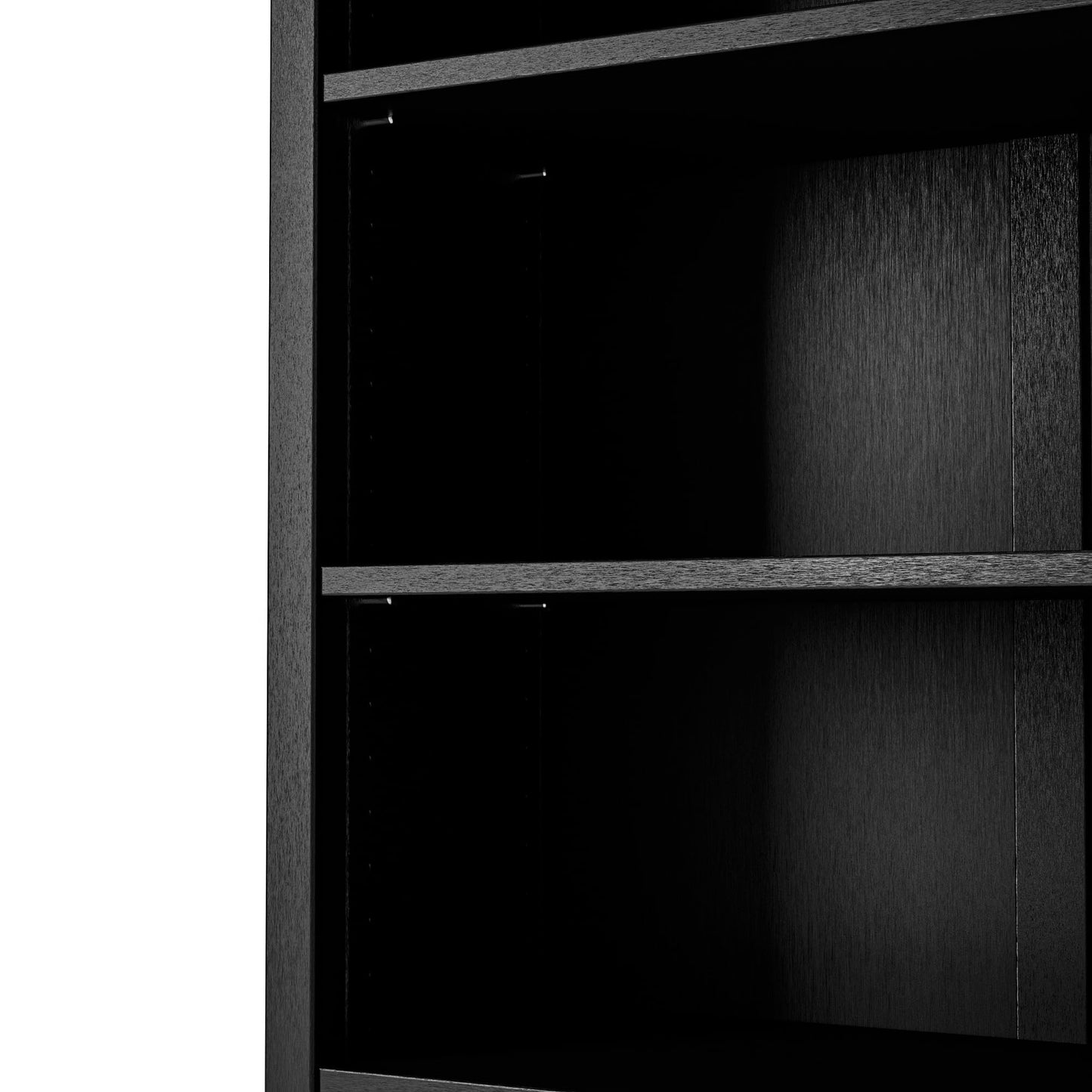 Camaflexi Shaker Style 4 Shelf Bookcase/Solid Wood / 48" High/Adjustable Shelving/Closed Back/Display Bookshelf for Living Room, Bedroom, Home and Office, Black