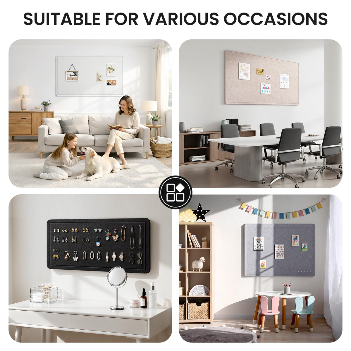 Large Bulletin Board, 35 X 17 Inches Felt Cork Board with 40 Pushpins, Foldable Felt Notice Pin Board Photo Display Board with Self-Adhesive Tape for Office Home School (Light Gray, 35x17 inch)
