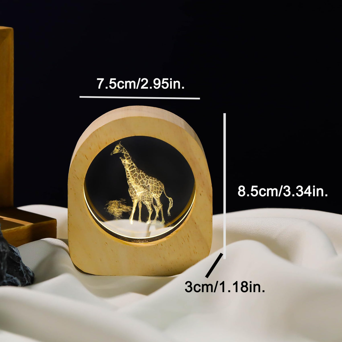 Ornalrist Giraffes Gifts for Women Wood Night Light for Home Decor - 3D Engraved Giraffes Lamp Collectible Figurines Gifts for Mom Friends Giraffe Lovers