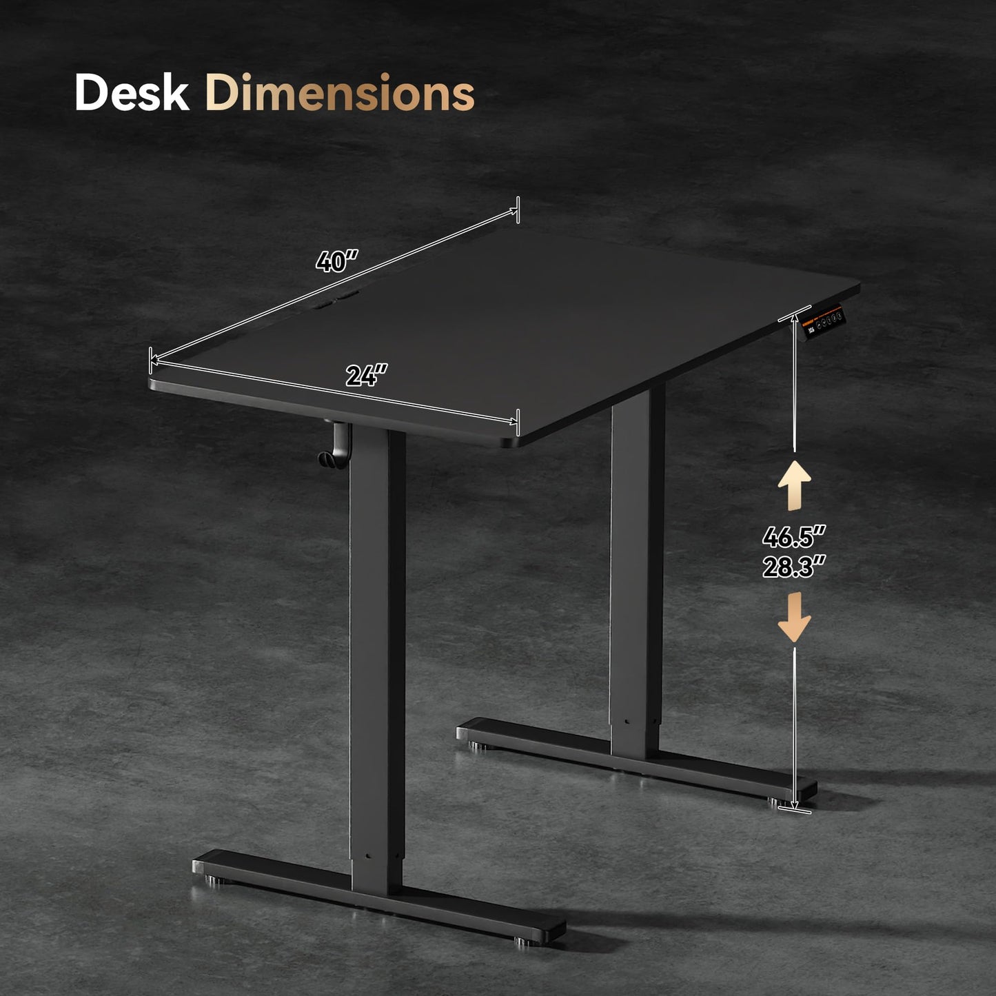 Gamork Electric Standing Desk,40x24 Inches Adjustable Height Stand up Desk, Sit Stand Home Office Desk with Splice Board, 3 Preset Heights,Equipped with Hooks,Ergonomic Computer Desk Workstation，Black