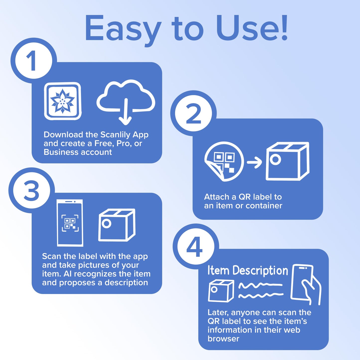 Scanlily Smart QR Label System Using AI for Storage Bins, Moving and Organization - Variety Pack - 93 Total Stickers (24 Rectangles and 24 Squares in six Colors, 45 Small White Circles)