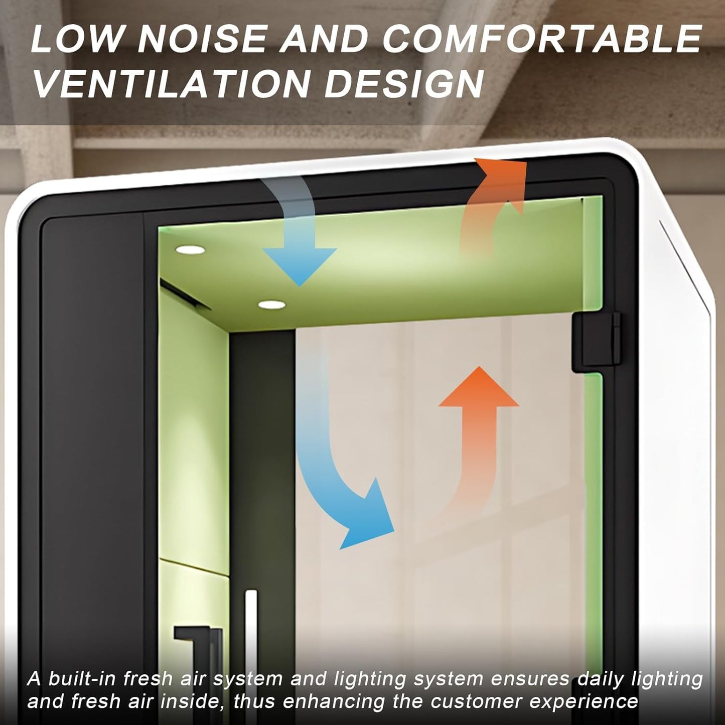 TANOSHII Office Sound Booth with Audio Privacy - Portable Soundproof Booth with White Wood Grain Exterior Design,Movable Room with Light,Fans, Socket for Study, Telephone Booth