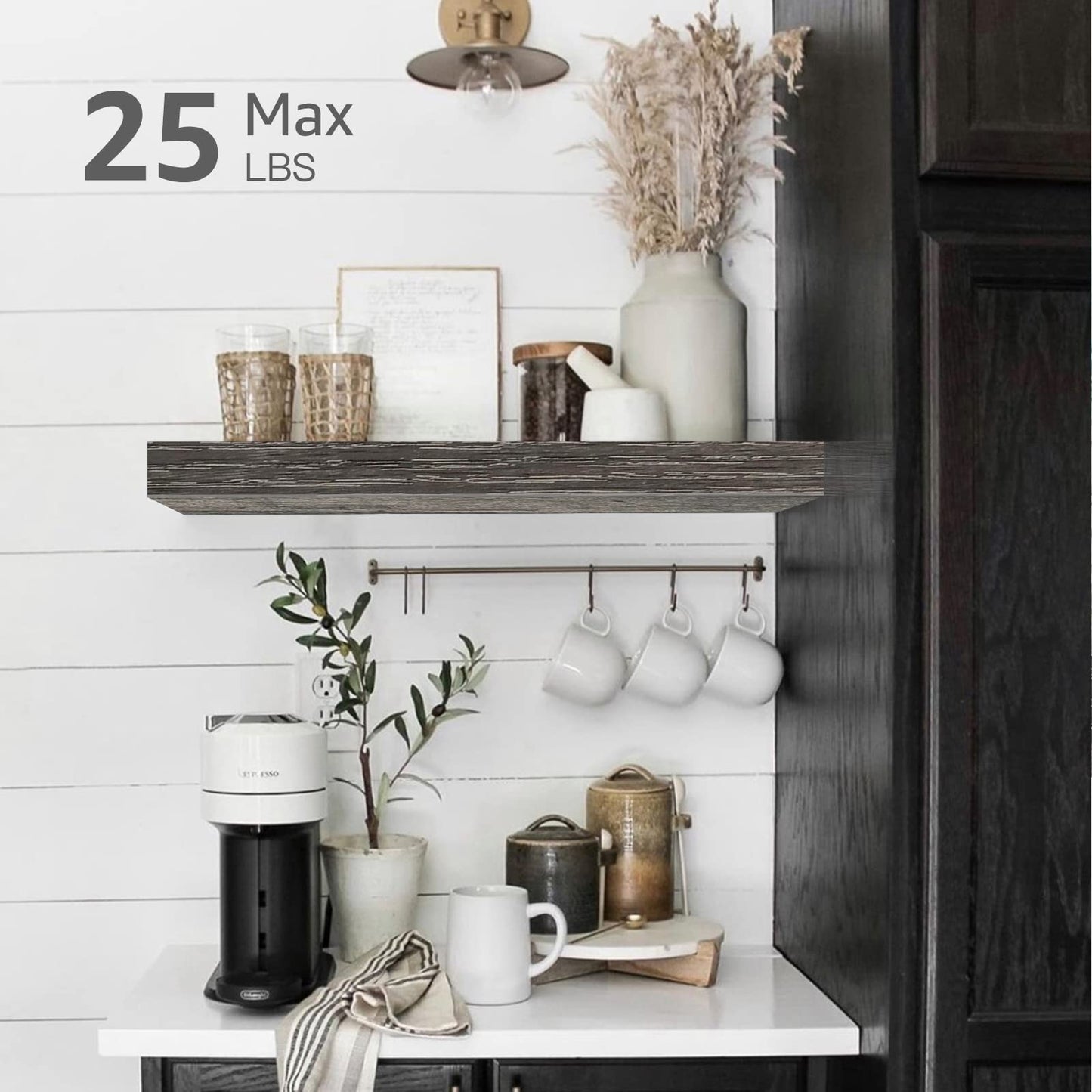 QEEIG Floating Shelves for Wall Bathroom Shelf Bedroom Kitchen Living Room Hanging Book Shelves Small Farmhouse Decor 16 inch Set of 3, Grey (015-GY3)
